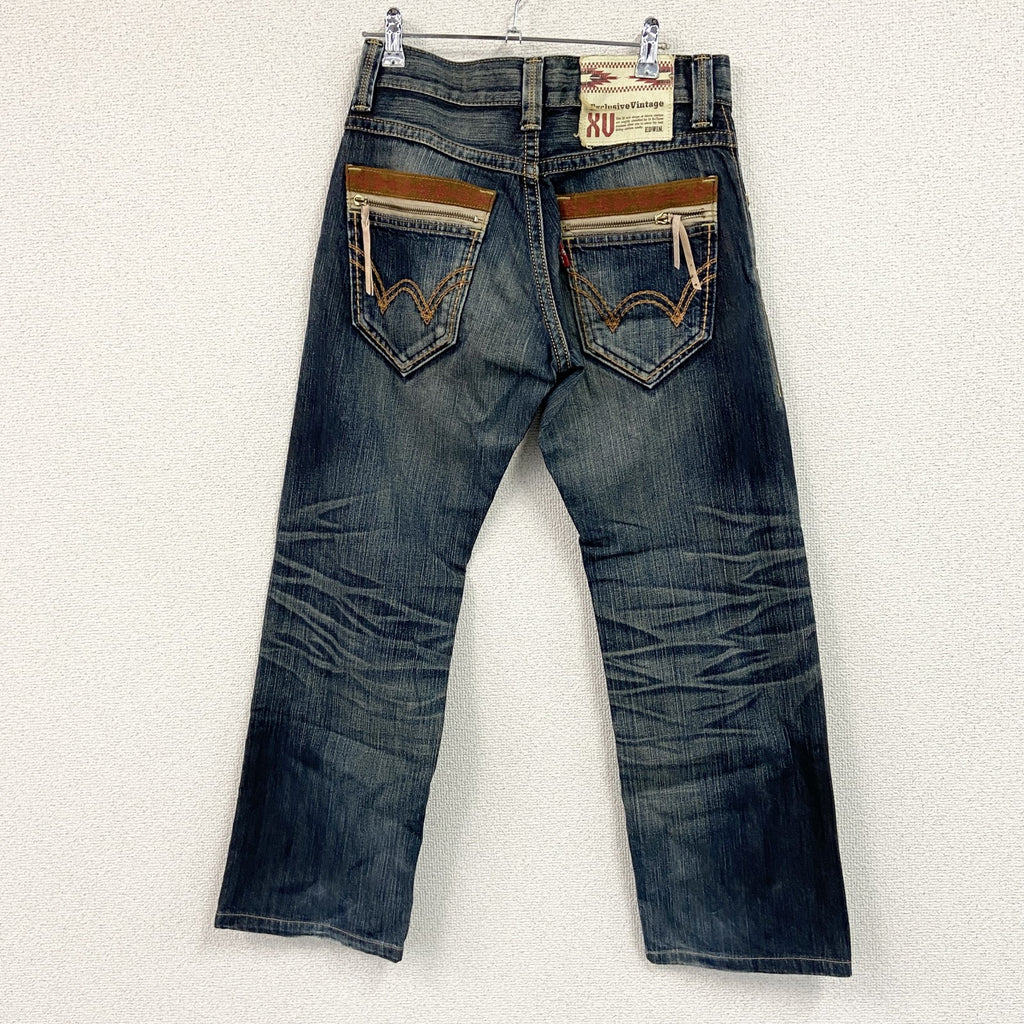 EDWIN　エドウィン　Exclusive Vintage　デニムパンツ/ジーンズ　縦落ち　鬼ヒゲ　ジップフライ　インディゴ　W28サイズ　古着