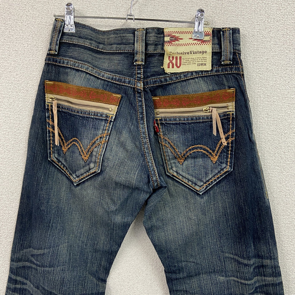 EDWIN　エドウィン　Exclusive Vintage　デニムパンツ/ジーンズ　縦落ち　鬼ヒゲ　ジップフライ　インディゴ　W28サイズ　古着
