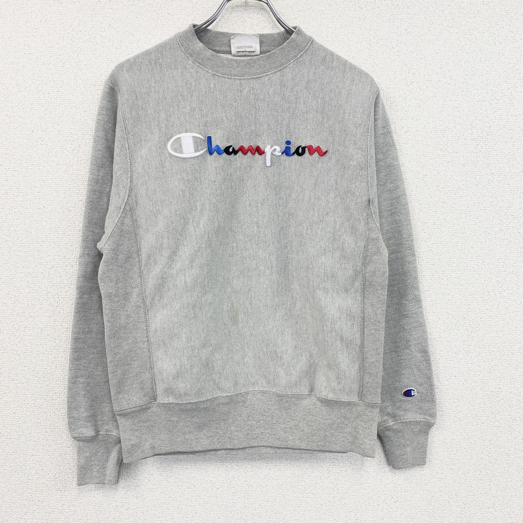Champion　チャンピオン　リバースウィーブ　スウェット/トレーナー　ワッペン　刺繍ロゴ　現行　灰色　グレー　Sサイズ　古着