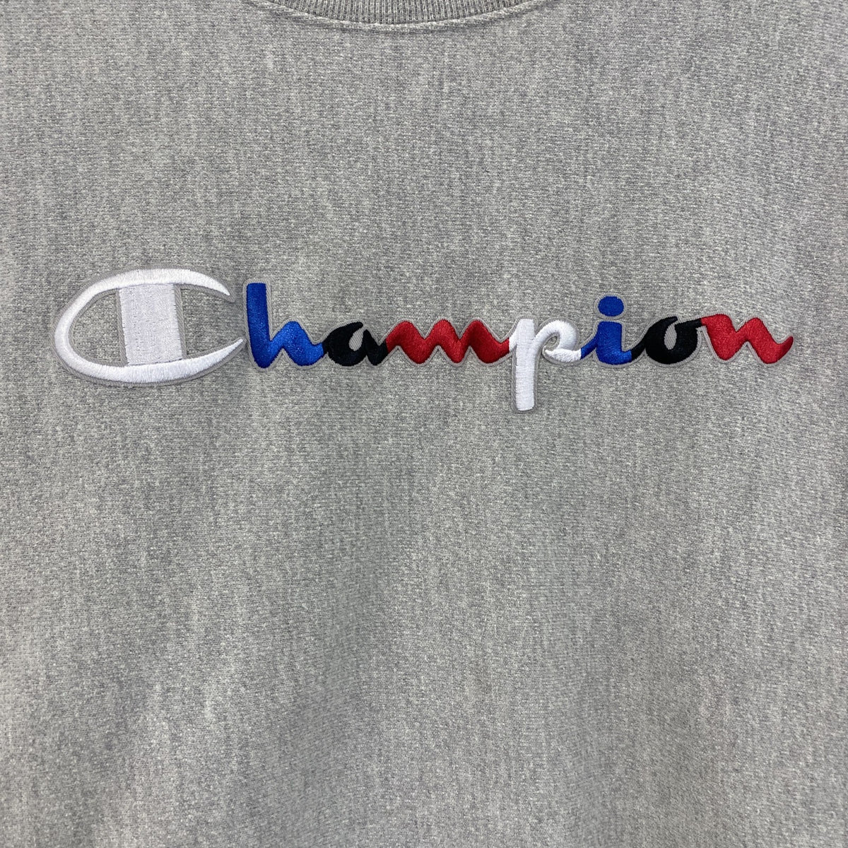 Champion　チャンピオン　リバースウィーブ　スウェット/トレーナー　ワッペン　刺繍ロゴ　現行　灰色　グレー　Sサイズ　古着