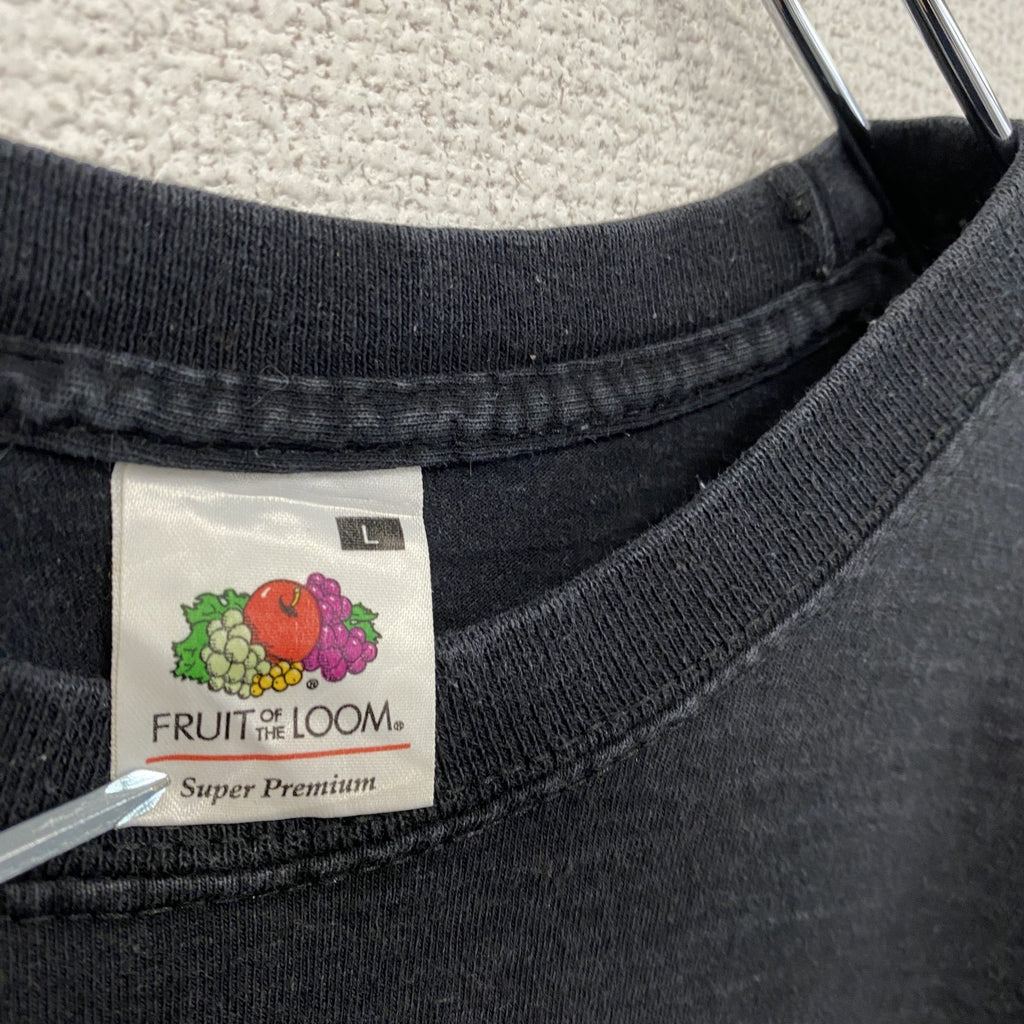 FRUIT OF THE LOOM　半袖プリントTシャツ　アーチプリント　骸骨　スカル　ドクロ　両面プリント　黒　ブラック　Lサイズ　古着