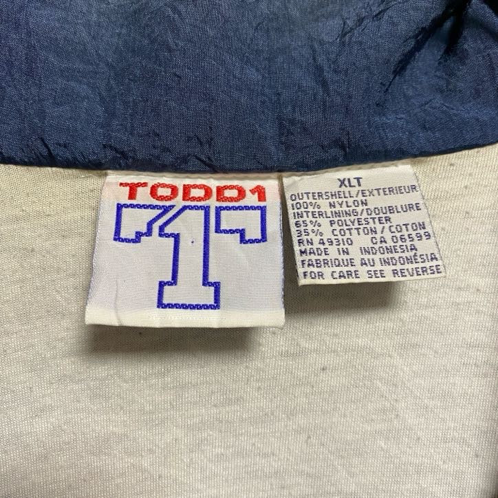 古着 used　TODD1　長袖無地ナイロンジャケット　ロゴ刺繍ブルゾン　ネイビー　秋冬服　ビッグシルエット　XLサイズ