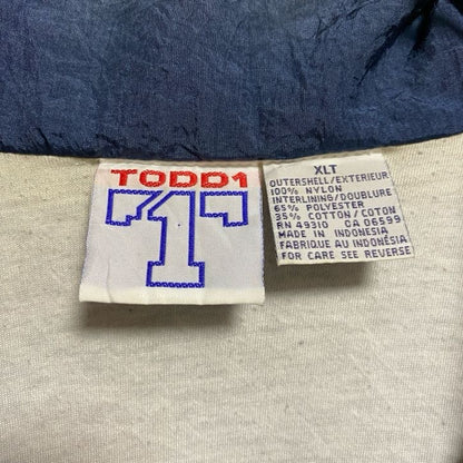 古着 used　TODD1　長袖無地ナイロンジャケット　ロゴ刺繍ブルゾン　ネイビー　秋冬服　ビッグシルエット　XLサイズ