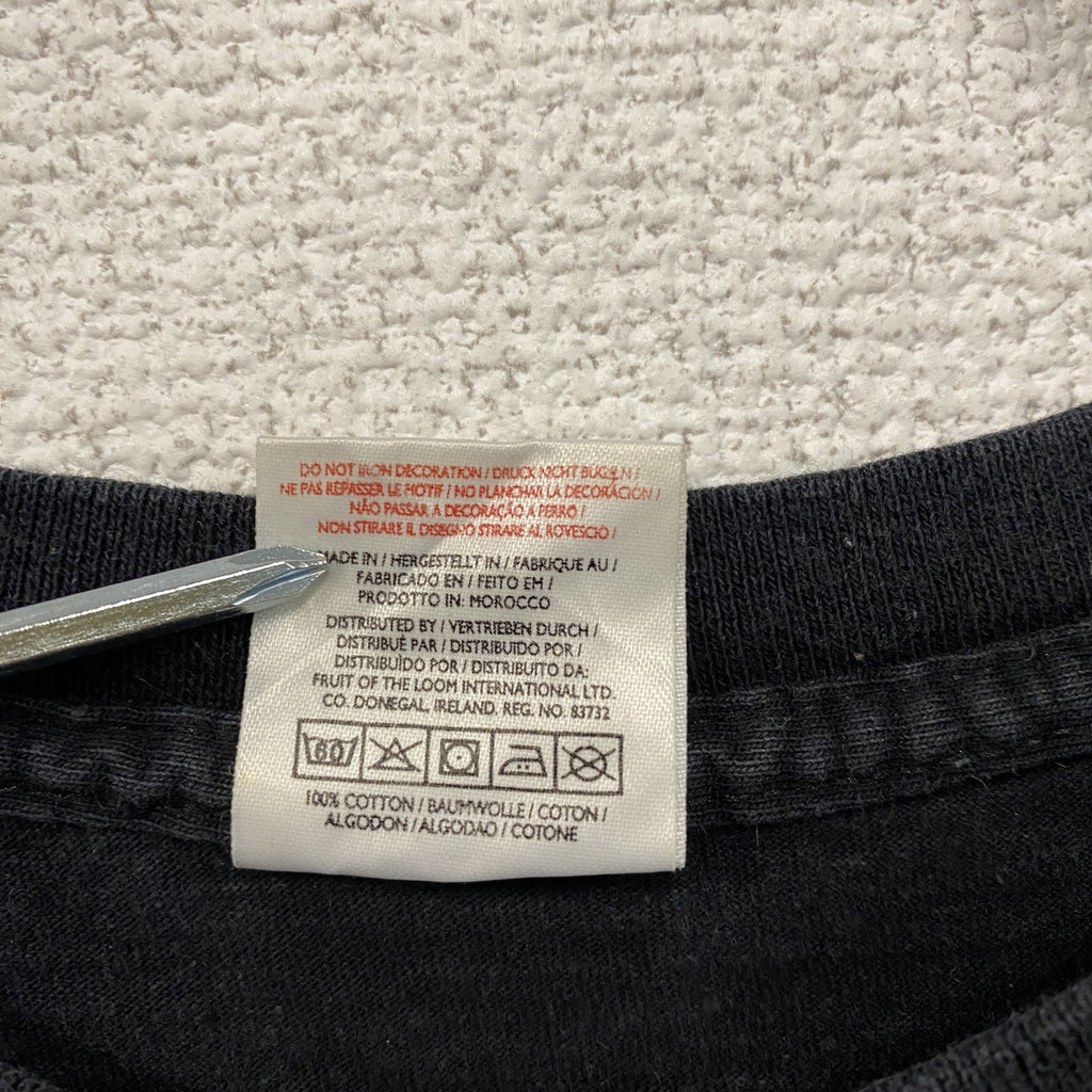 FRUIT OF THE LOOM　半袖プリントTシャツ　アーチプリント　骸骨　スカル　ドクロ　両面プリント　黒　ブラック　Lサイズ　古着