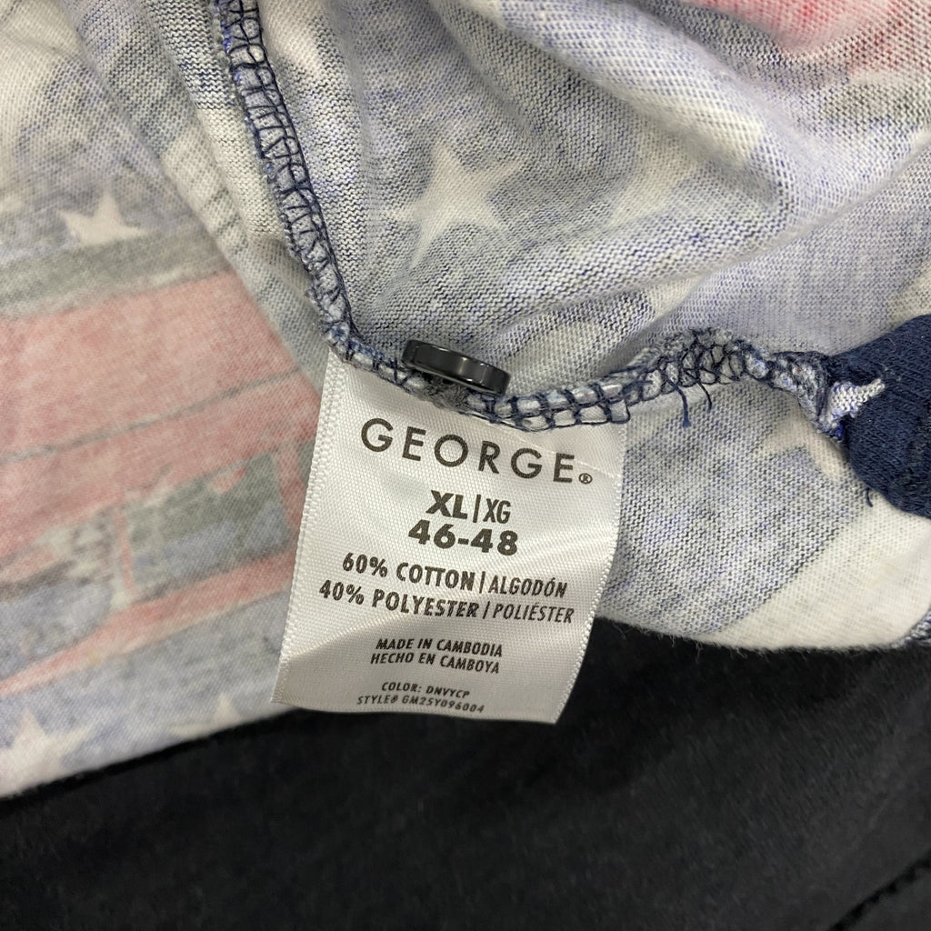 GEORGE　半袖ポロシャツ　クラシックカー　総柄　青　ブルー　XLサイズ　古着
