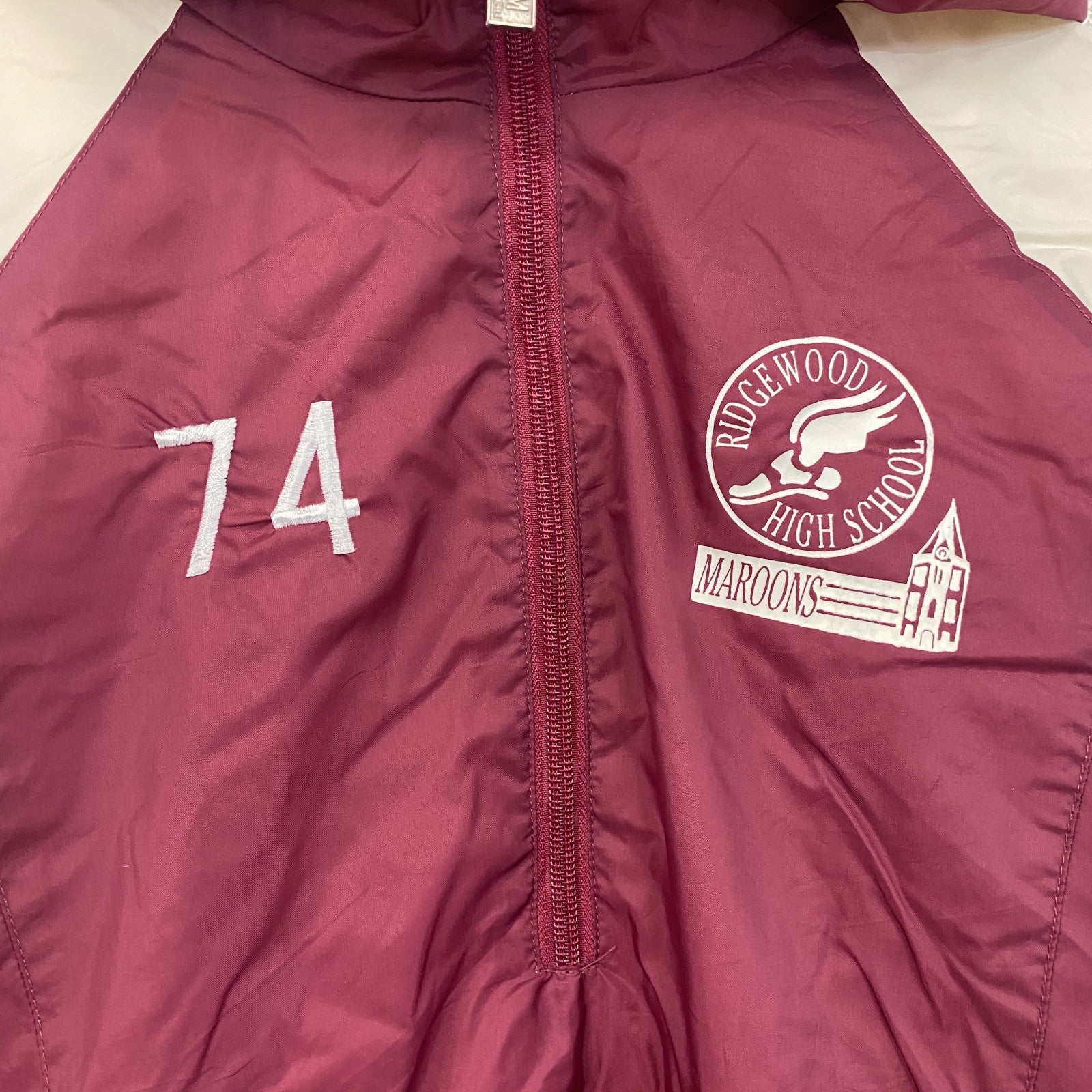 ～90s　Team advantage　ハーフジップナイロンプルオーバージャケット　ヴィンテージ　ボルドー　Mサイズ　古着