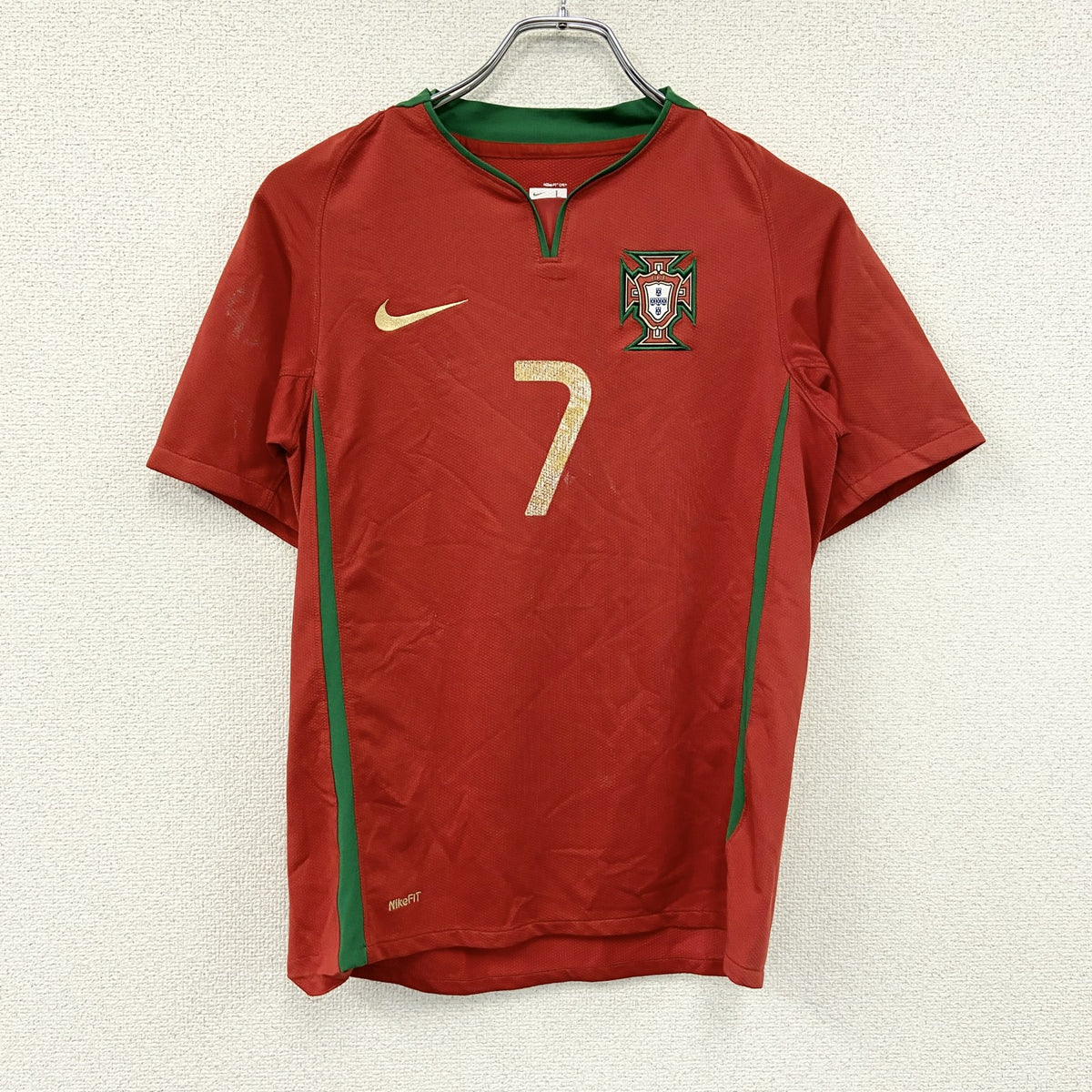 NIKE　ナイキ　ポルトガル代表　ロナウド　半袖Tシャツ　ユニフォーム　ゲームシャツ　赤　レッド　Lサイズ　古着