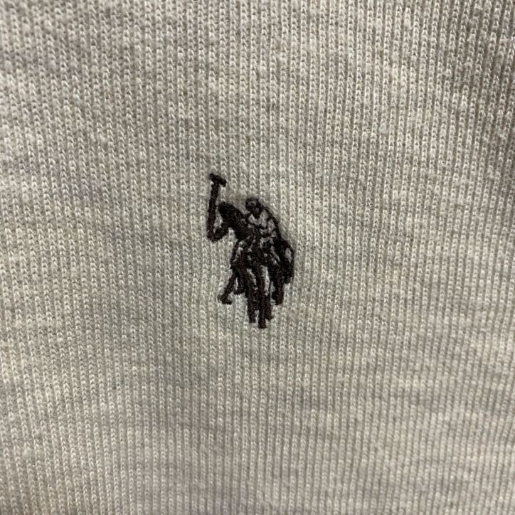 古着 used　U.S.POLO ASSN　長袖ハーフジップスウェット　トレーナー　ポイント刺繍　白　ホワイト　秋冬服　XLサイズ