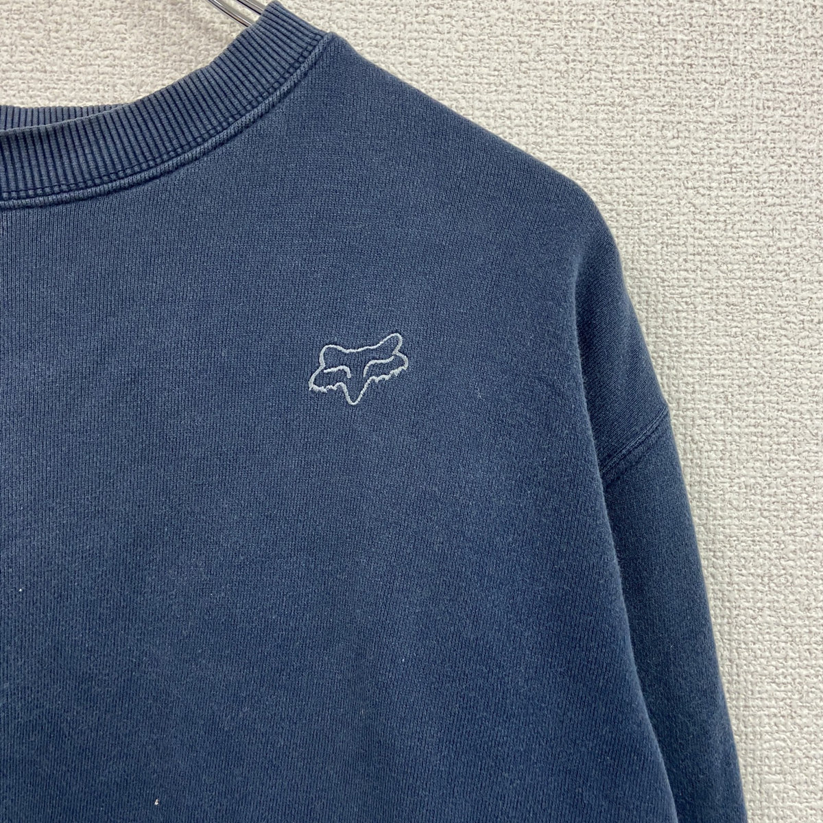 FOX RACING　フォックスレーシング　スウェット/トレーナー　フェード　刺繍ロゴ　ワンポイント　紺　ネイビー　XLサイズ　古着