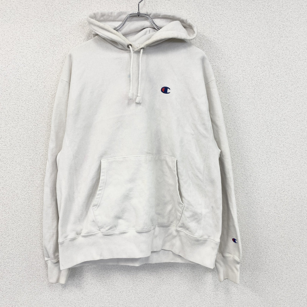 Champion　チャンピオン　リバースウィーブ　スウェットパーカー/フーディー　白　ホワイト　Lサイズ トレーナー スウェットトップス フード付き 古着