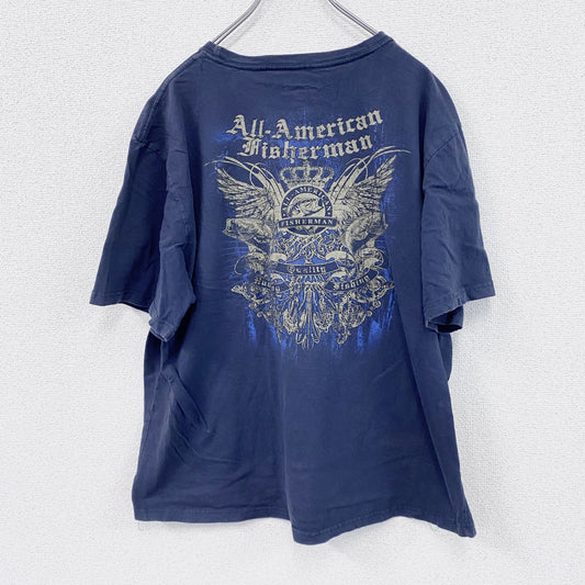 ALL AMERICAN FISHERMAN　半袖プリントTシャツ　紺　ネイビー　XLサイズ