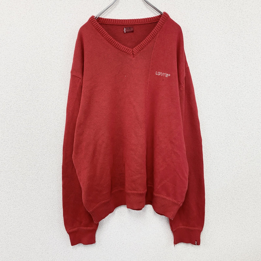 Levi’ｓ　リーバイス　コットンニットセーター　赤　レッド　2XLサイズ　古着