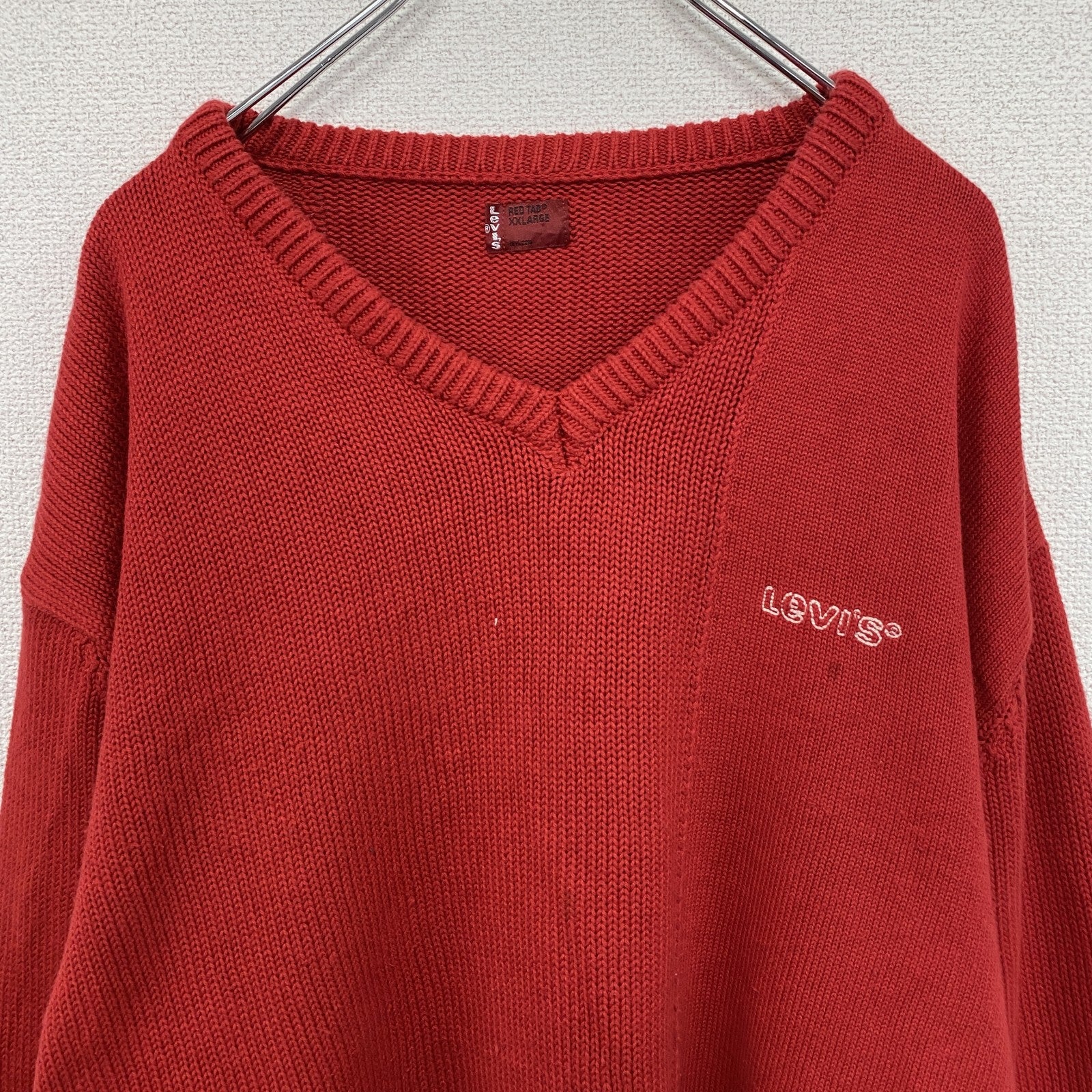Levi’ｓ　リーバイス　コットンニットセーター　赤　レッド　2XLサイズ　古着