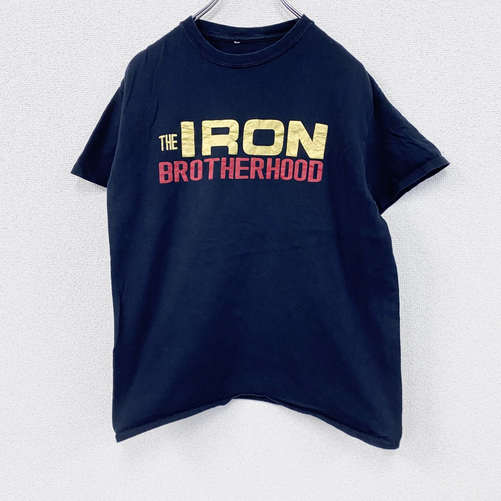 WCG　THE IRON BROTHERHOOD　半袖プリントTシャツ　紺　ネイビー　古着