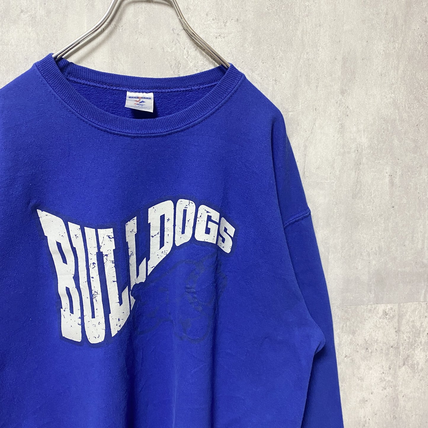 古着 used　JERZEES ジャージーズ　BULLDOGS　長袖プリントスウェット　トレーナー　青　クルーネック　Lサイズ