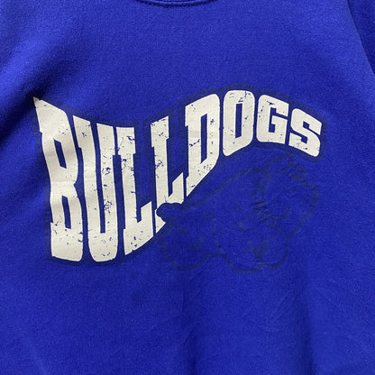 古着 used　JERZEES ジャージーズ　BULLDOGS　長袖プリントスウェット　トレーナー　青　クルーネック　Lサイズ