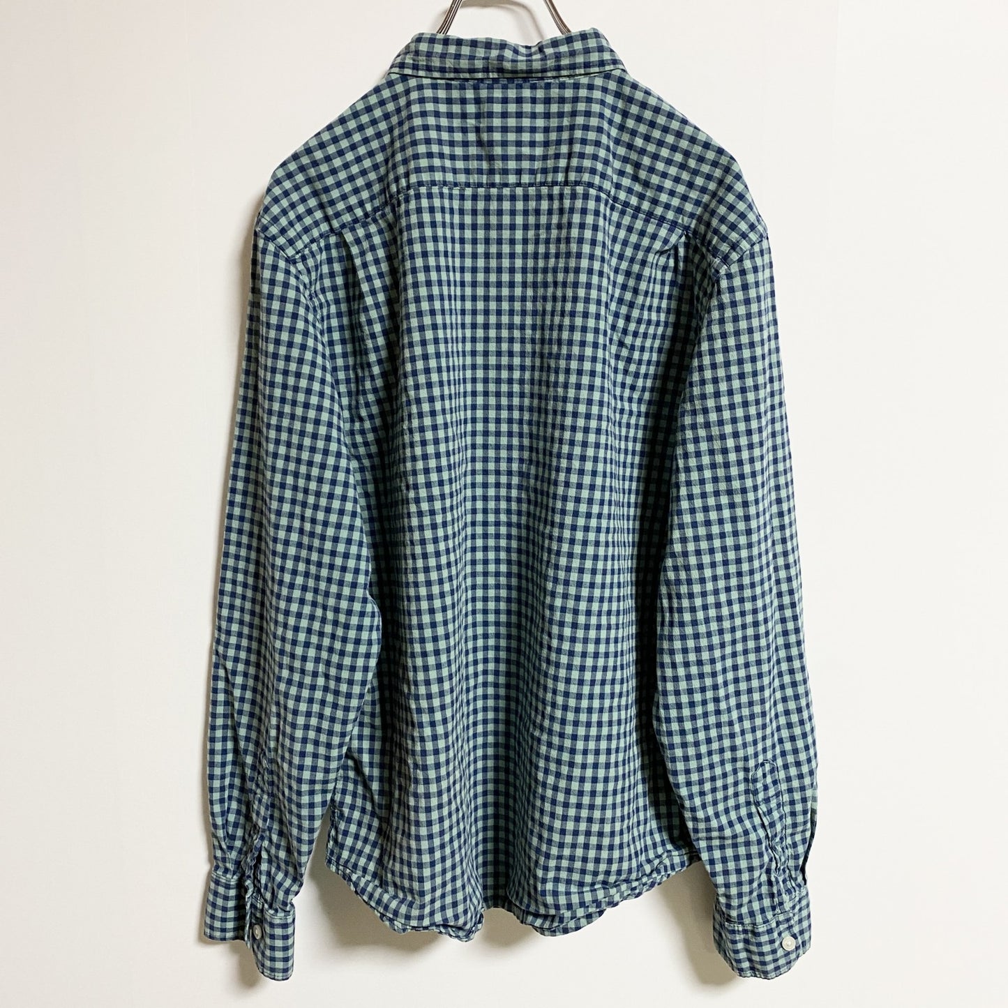 古着 used　OLD NAVY　オールドネイビー　長袖チェック柄シャツ　青　ブルー　秋冬服　レトロデザイン　Lサイズ