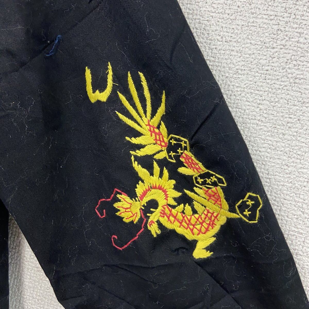 ベトジャン　ベトナムジャケット　スーベニアジャケット　ブルゾン　レプリカ　リメイク　刺繍　黒　ブラック　古着