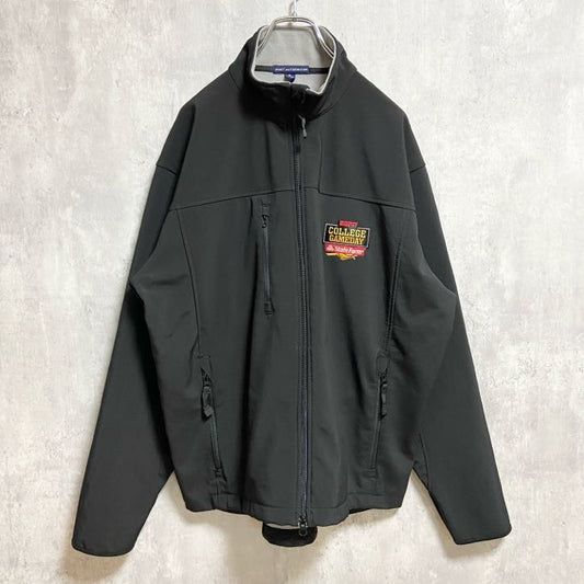 古着 used　PORTAUTHORITY　長袖ハーフジップブルゾン　カレッジゲームデー　ESPN　黒　オーバーサイズ　XLサイズ