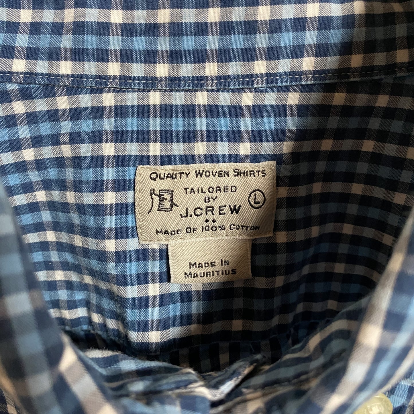 古着 used　JCREW　ジェイクルー　長袖チェック柄シャツ　総柄　青　ブルー　秋冬服　レトロデザイン　Lサイズ