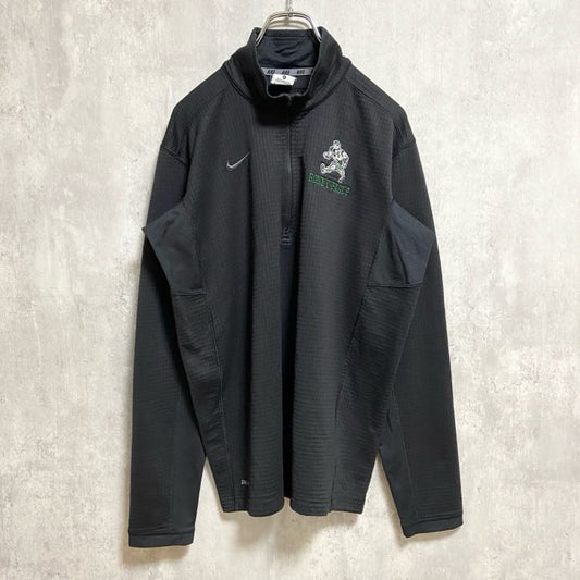 古着 used　NIKE　長袖ハーフジップトラックジャケット　ジャージ　BONNYEAGLE　ワンポイント刺　黒　ブラック