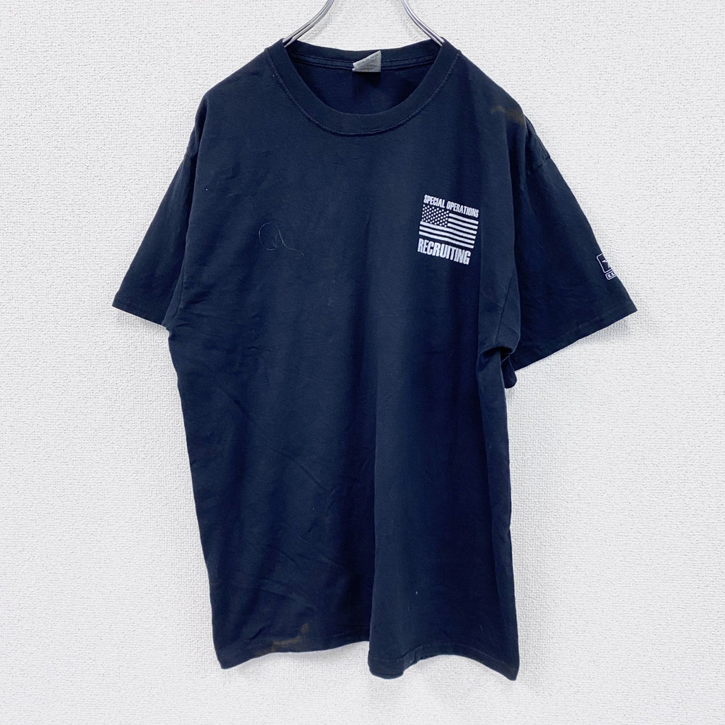 00s　JERZEES　ジャージーズ　U.S.ARMY　米軍　半袖プリントTシャツ　星条旗　ヴィンテージ　黒　ブラック　XLサイズ　古着