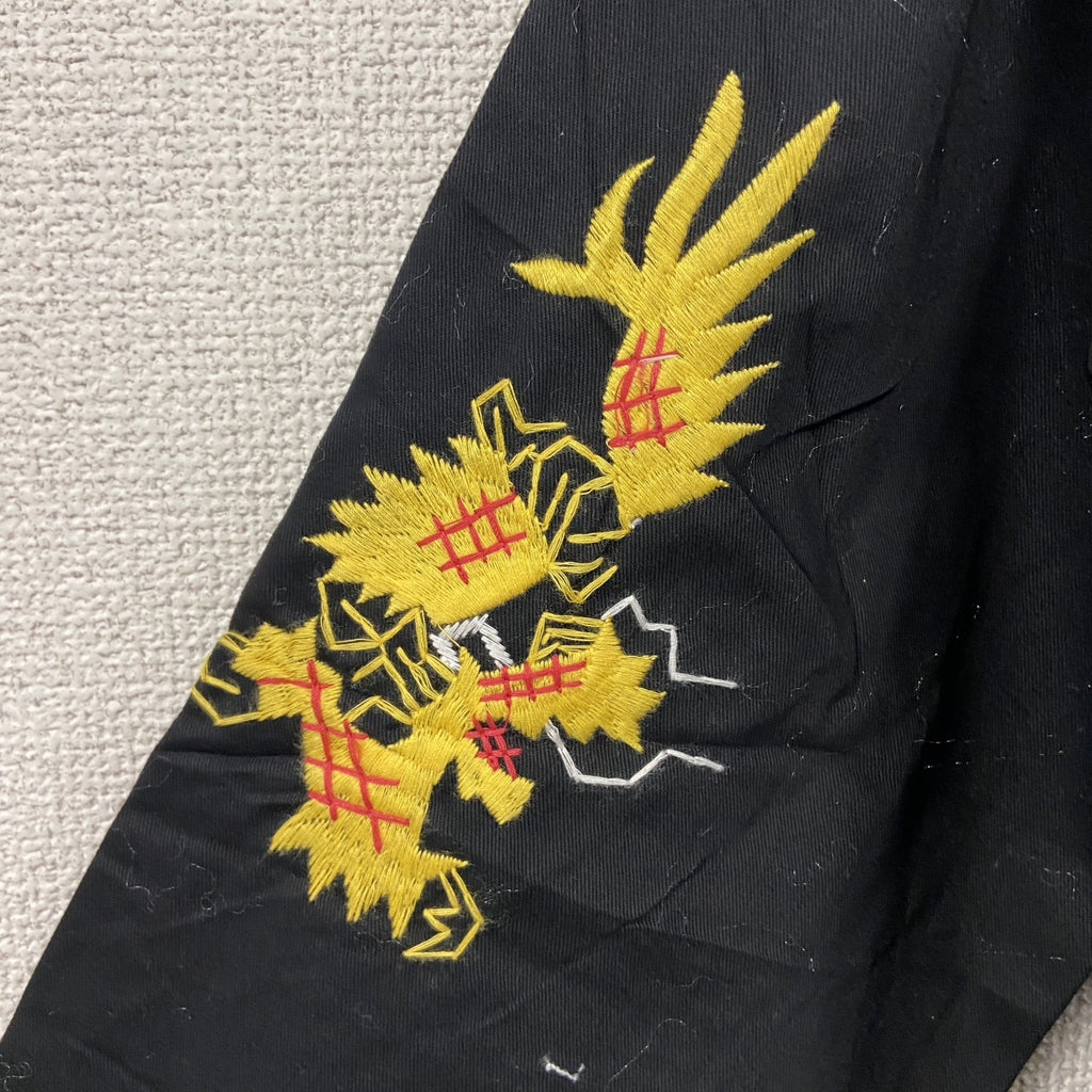ベトジャン　ベトナムジャケット　スーベニアジャケット　ブルゾン　レプリカ　リメイク　刺繍　黒　ブラック　Lサイズ　古着