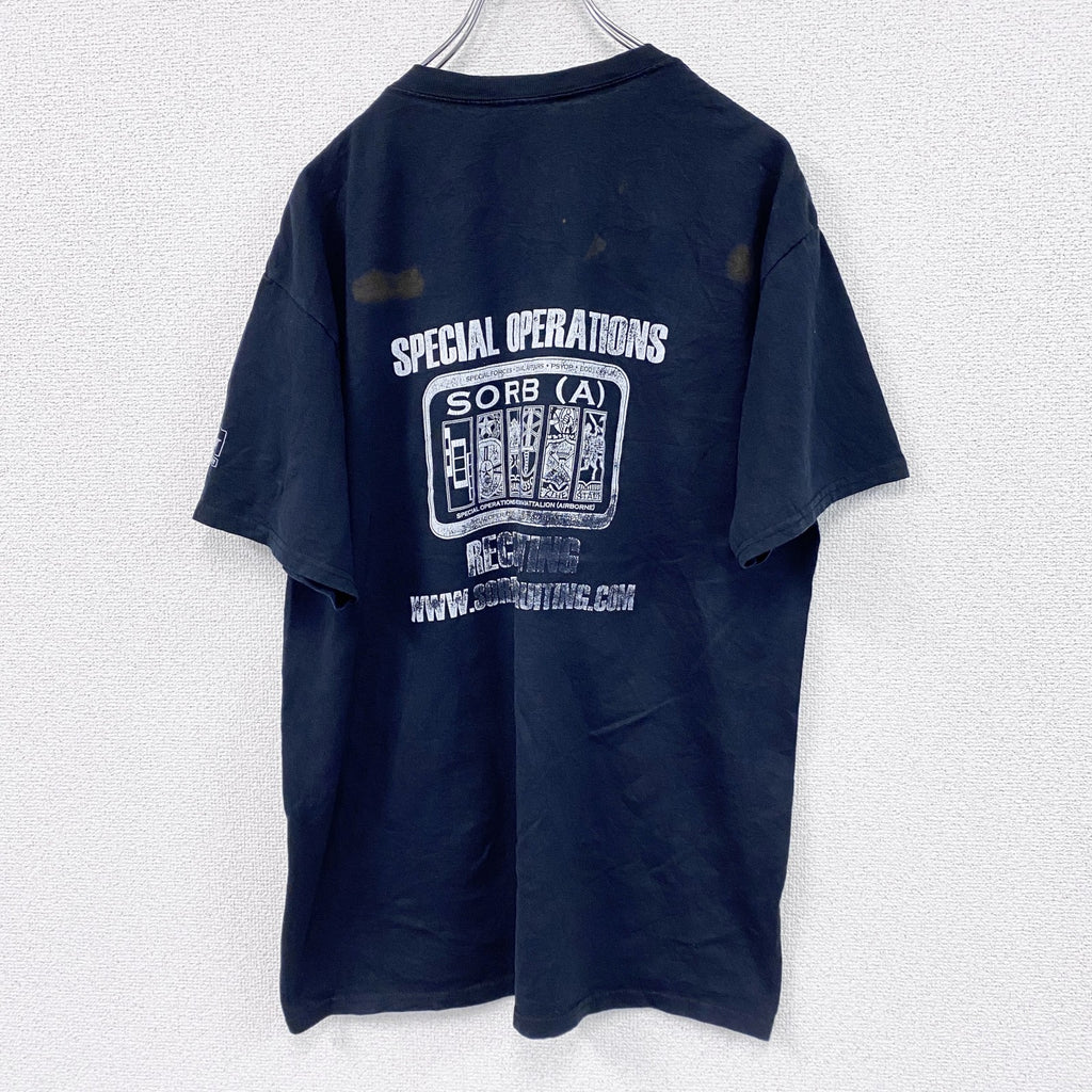 00s　JERZEES　ジャージーズ　U.S.ARMY　米軍　半袖プリントTシャツ　星条旗　ヴィンテージ　黒　ブラック　XLサイズ　古着