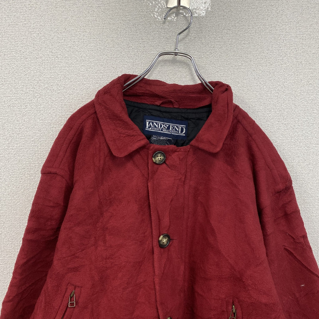 ～90s　LAND’S END　ランズエンド　フリースハンティングジャケット　ヴィンテージ　赤　レッド　Lサイズ　古着