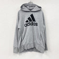 adidas　アディダス　スウェットパーカー/フーディー　パフォーマンスロゴ　デカロゴ　灰色　グレー　Sサイズ　古着