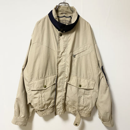 古着 used　PIERRE HECTOR　長袖ジップアップブルゾン　ベージュ　秋冬服　ビッグシルエット　XLサイズ