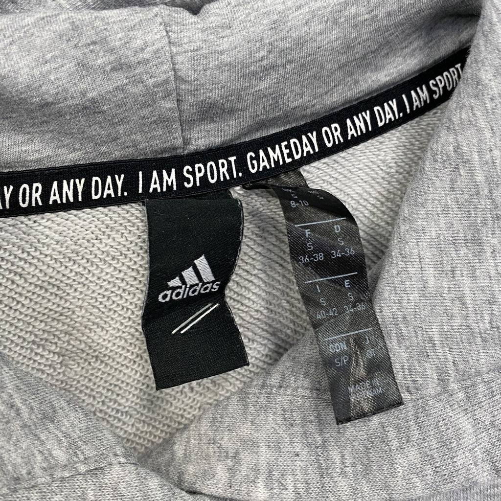 adidas　アディダス　スウェットパーカー/フーディー　パフォーマンスロゴ　デカロゴ　灰色　グレー　Sサイズ　古着