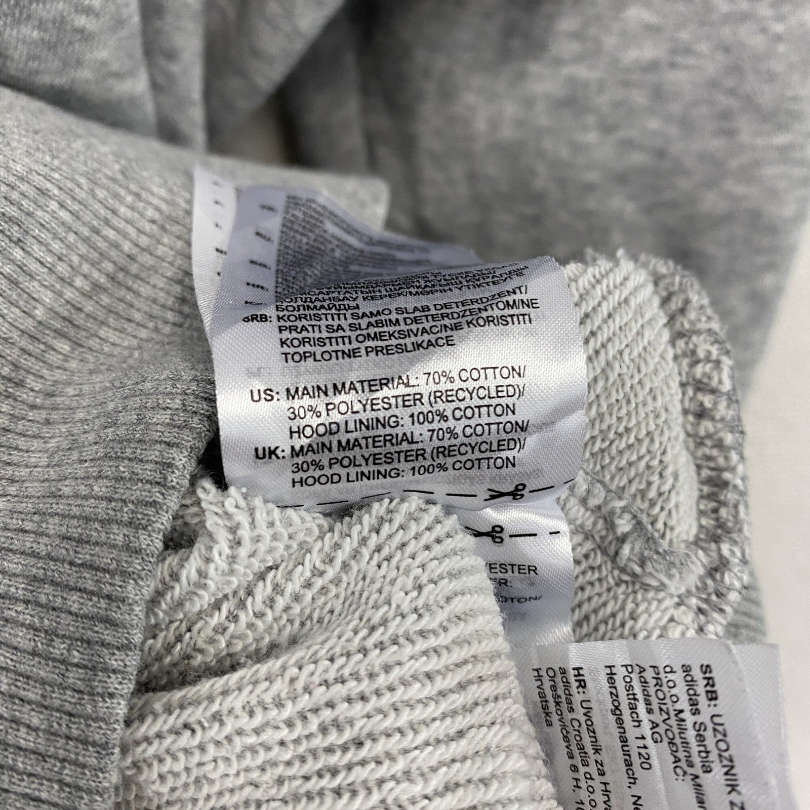 adidas　アディダス　スウェットパーカー/フーディー　パフォーマンスロゴ　デカロゴ　灰色　グレー　Sサイズ　古着