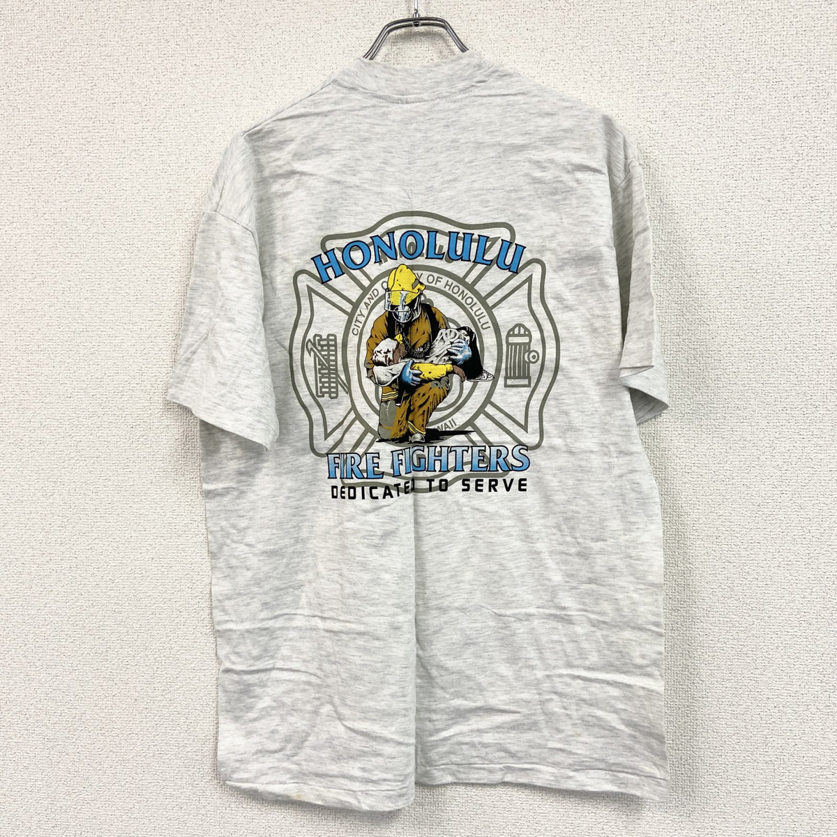 Hanes　ヘインズ　半袖プリントTシャツ　シングルステッチ　灰色　グレー　Lサイズ　古着