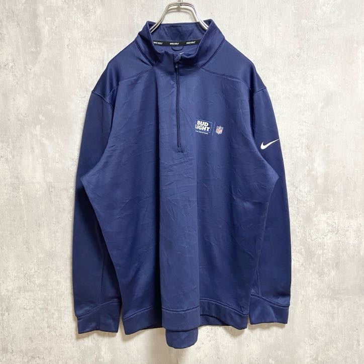 古着 used　NIKEGOLF　ナイキゴルフ　長袖ハーフジップトラックジャケット　ジャージ　NFL　BUDLIGHT　XLサイズ