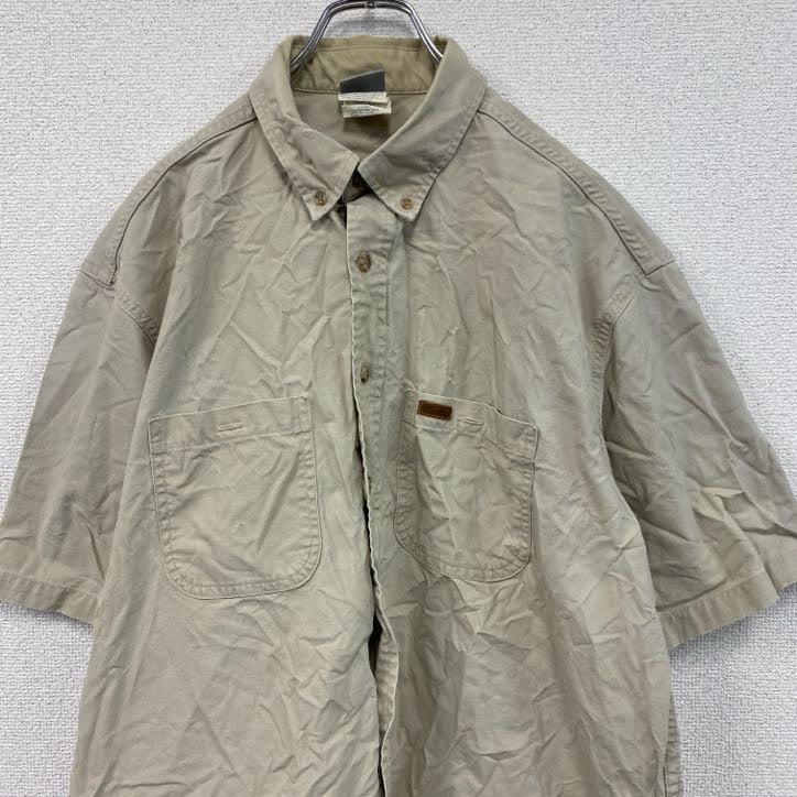 Carhartt　カーハート　半袖ワークシャツ　ボタンダウンシャツ　ダブルポケット　ベージュ　XLサイズ