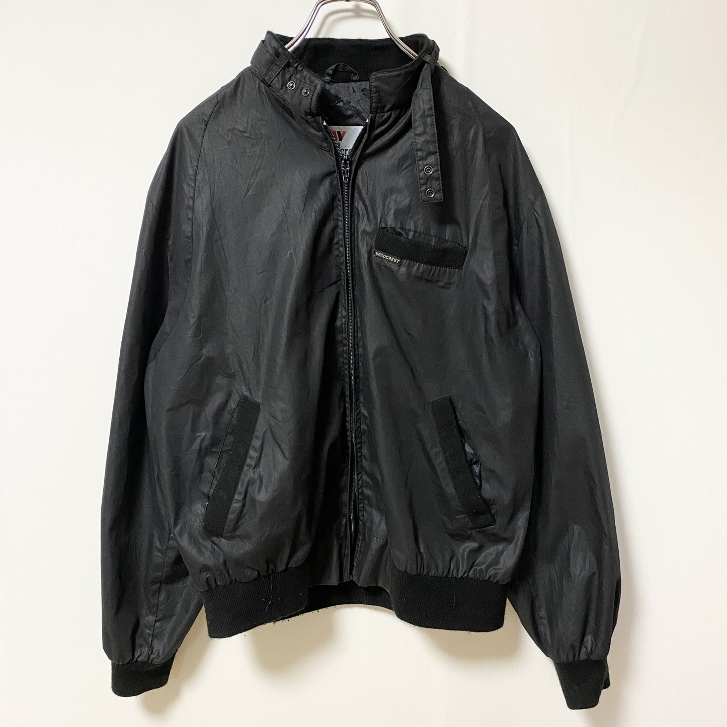 古着 used　Windcrest　長袖ジップアップジャンパー　ハイネックブルゾン　アクティブウェア　黒　秋冬服　Lサイズ