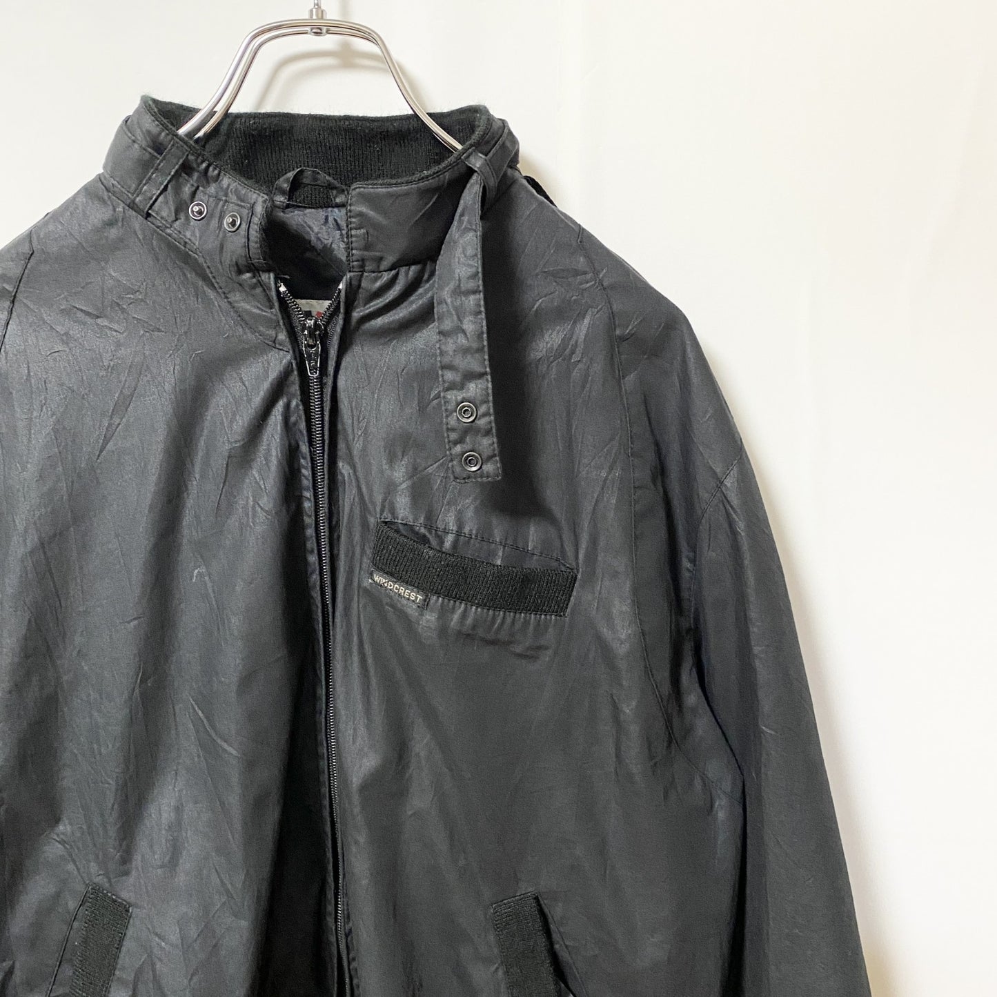 古着 used　Windcrest　長袖ジップアップジャンパー　ハイネックブルゾン　アクティブウェア　黒　秋冬服　Lサイズ