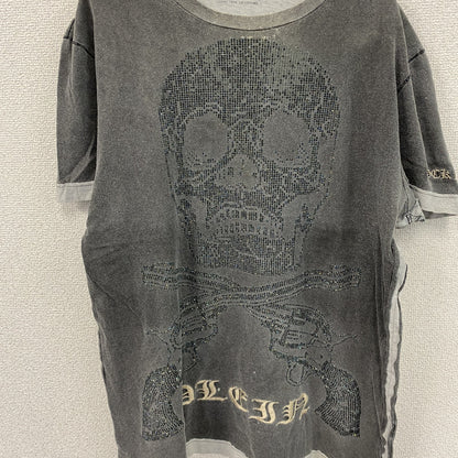 PILIPP PLEIN HOMME　半袖Tシャツ　ドクロ　ラインストーン　ダークグレー　XLサイズ