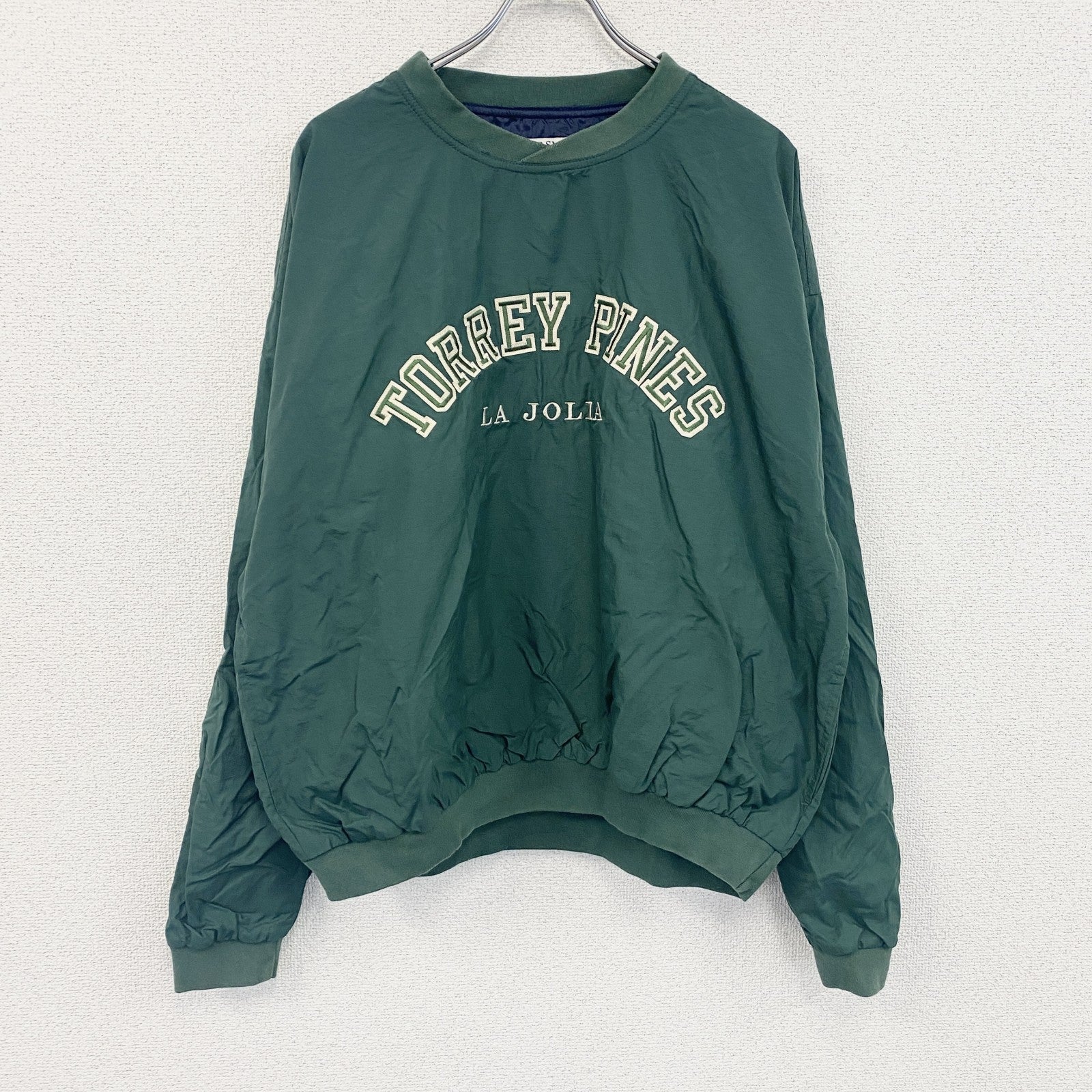 90s～　OARSMAN　ナイロンプルオーバージャケット　アーチプリント　ヴィンテージ　深緑　ディープグリーン　Lサイズ ウインドブレーカー ナイロンアウター メンズ 古着