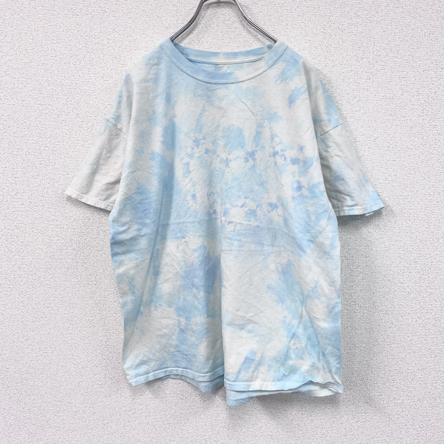 Hanes　ヘインズ　半袖プリントTシャツ　総柄　タイダイ柄　ブルー　ホワイト　XLサイズ