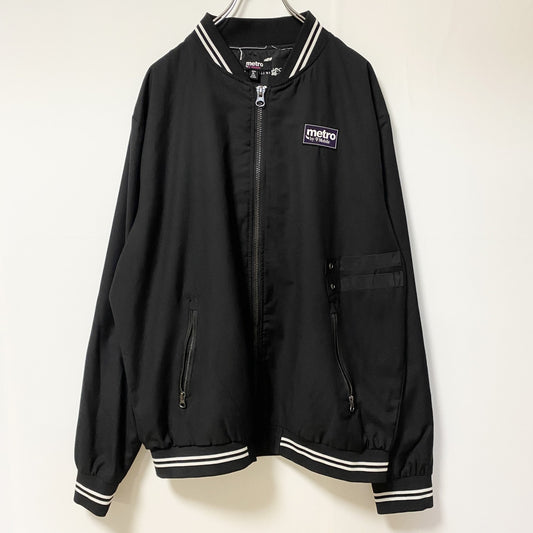 着 used　Tmobile metro　長袖フルジップナイロンジャケット　ミリタリー　リブライン　ビッグシルエット　XLサイズ