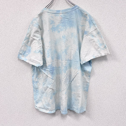 Hanes　ヘインズ　半袖プリントTシャツ　総柄　タイダイ柄　ブルー　ホワイト　XLサイズ