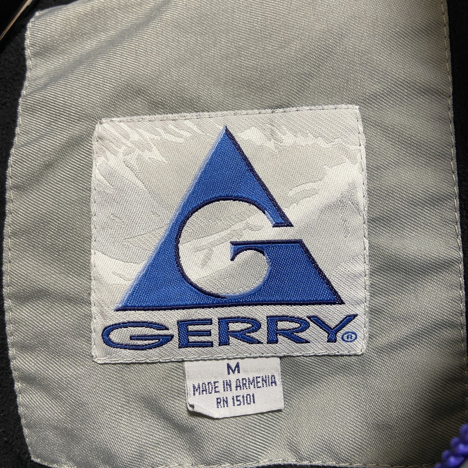GERRY　ジェリー　長袖ロゴ刺繍マウンテンパーカー　アウター　ナイロンジャケット　青　ブルー　グレー　灰色　Mサイズ　古着