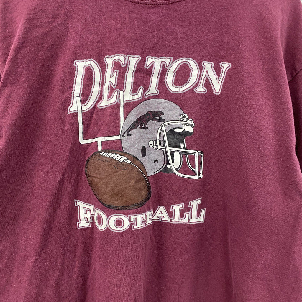 00s　GILDAN　ギルダン　長袖Tシャツ/ロンT　FOOTBALL　ヴィンテージ　ワインレッド　Lサイズ　古着