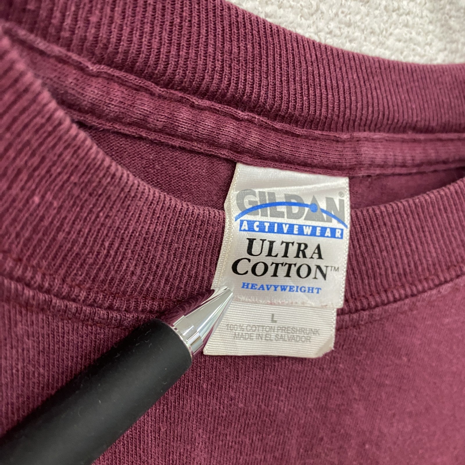 00s　GILDAN　ギルダン　長袖Tシャツ/ロンT　FOOTBALL　ヴィンテージ　ワインレッド　Lサイズ　古着