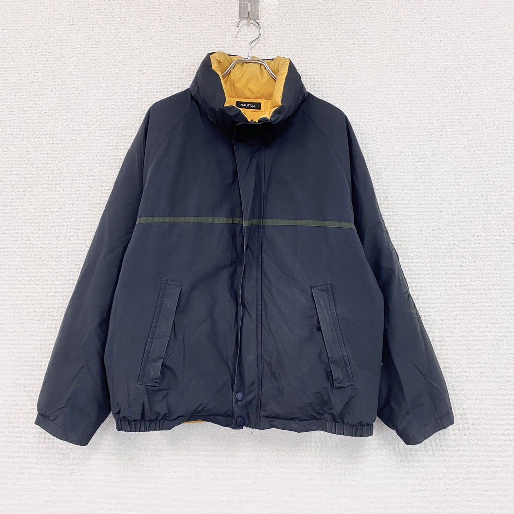 NAUTICA　ノーティカ　リバーシブルダウンジャケット　紺　ネイビー　イエロー　2XLサイズ　古着
