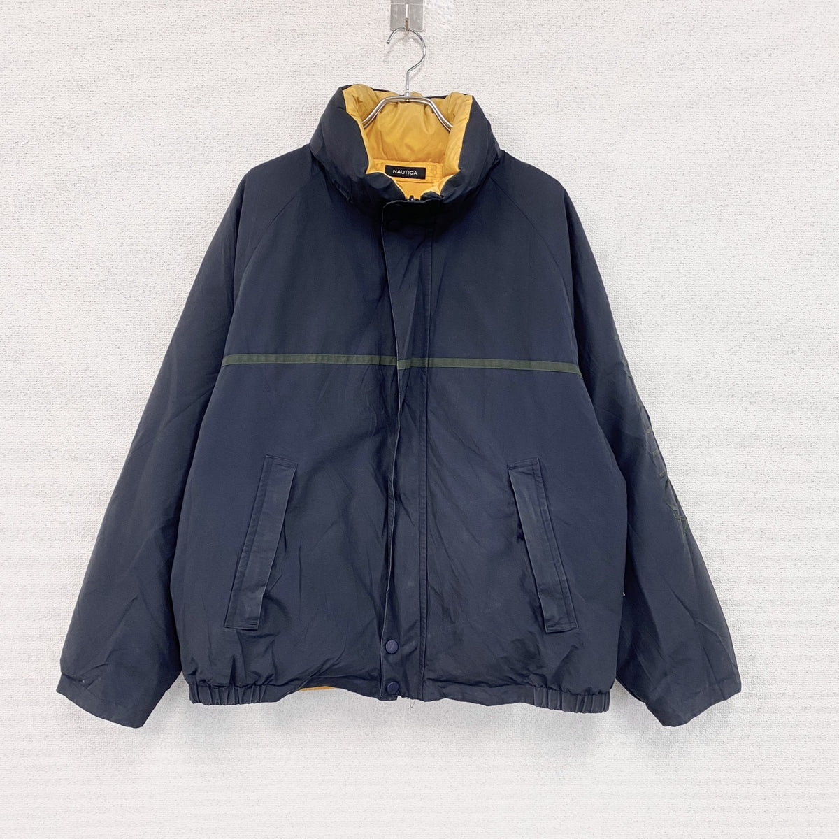 NAUTICA　ノーティカ　リバーシブルダウンジャケット　紺　ネイビー　イエロー　2XLサイズ　古着