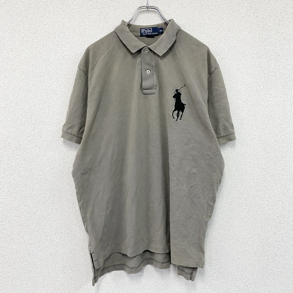 Polo by Ralph Lauren　ポロバイラルフローレン　半袖ポロシャツ　ビックポニー　刺ロゴ　グレー　XLサイズ　古着