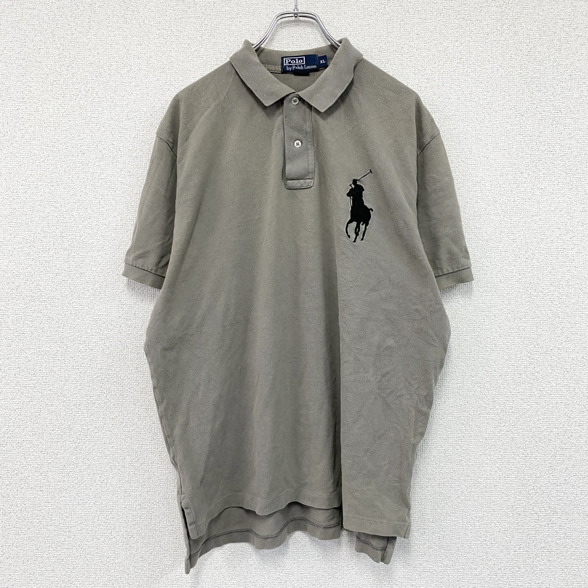 Polo by Ralph Lauren　ポロバイラルフローレン　半袖ポロシャツ　ビックポニー　刺ロゴ　グレー　XLサイズ　古着